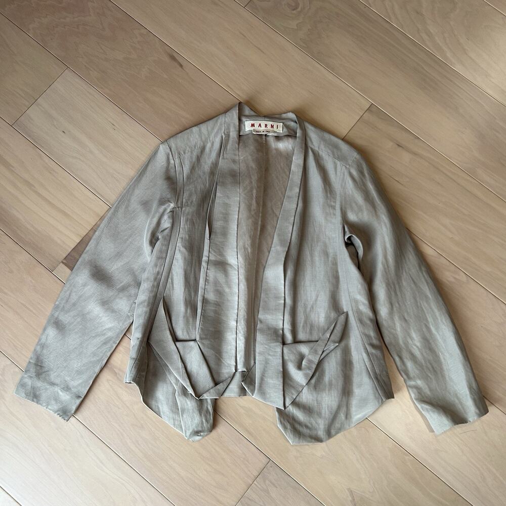 Marni Linen Blend Blazer Tan Long Sleeve Women’s Italy 44